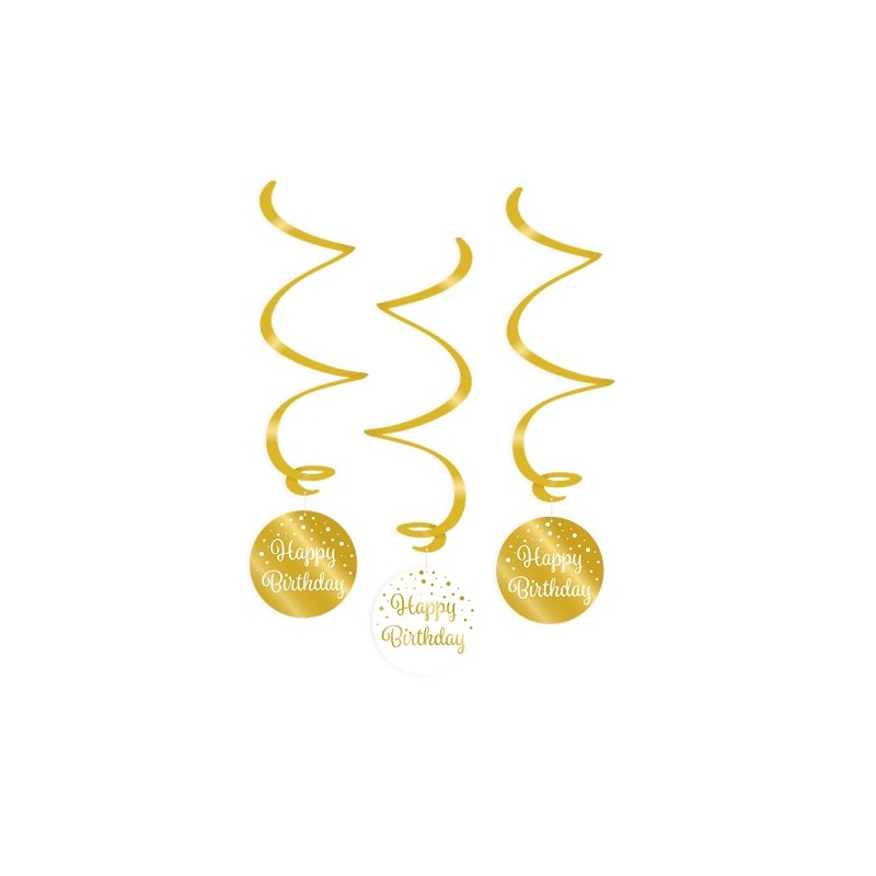 Paperdreams Décorations Swirl or/blanc - Joyeux anniversaire
