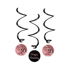 Paperdreams Swirl decorations roze/zwart - 30