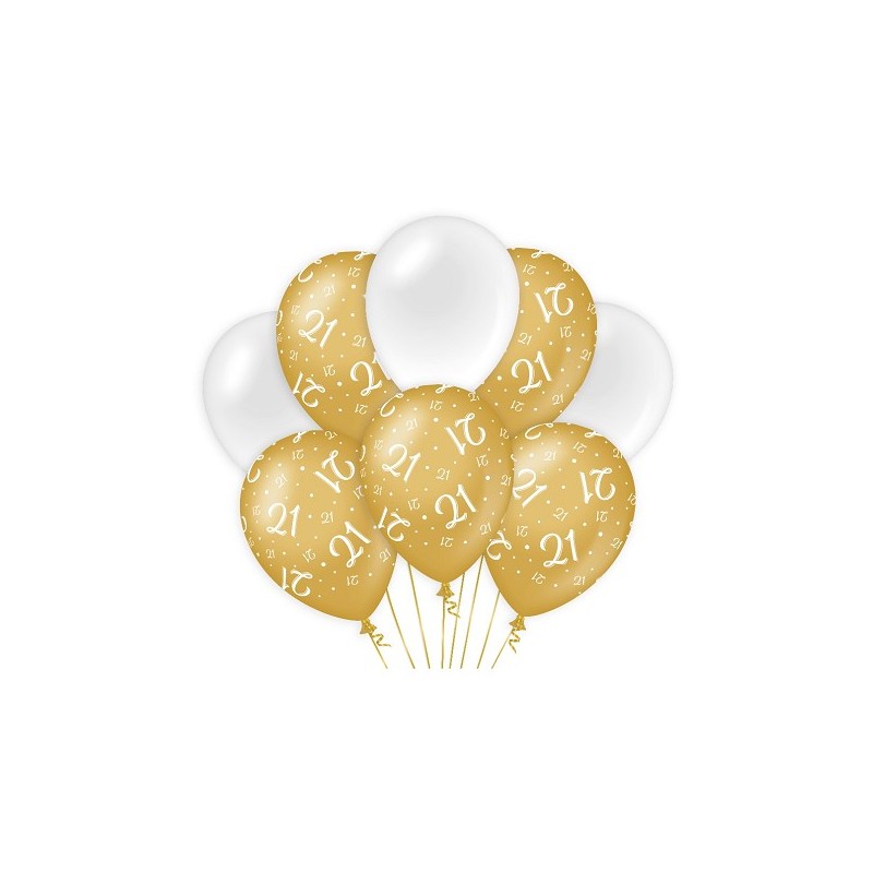 Paperdreams Decoration balloons goud/wit - 21 Verpakking a 8 stuks