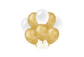 Paperdreams Decoration balloons goud/wit - Happy birthday Verpakking a 8 stuks