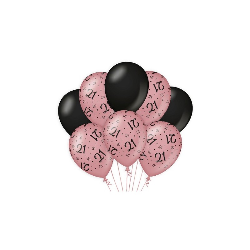 Paperdreams Decoration balloons roze/zwart - 21 Verpakking a 8 stuks