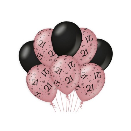 Paperdreams Decoration balloons roze/zwart - 21 Verpakking a 8 stuks