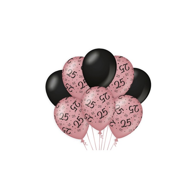 Paperdreams Decoration balloons roze/zwart - 25 Verpakking a 8 stuks