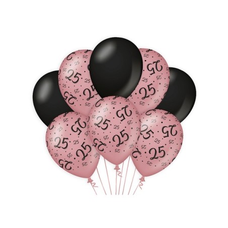 Paperdreams Decoration balloons roze/zwart - 25 Verpakking a 8 stuks