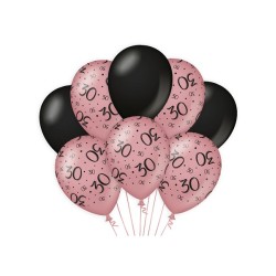 Paperdreams Decoration balloons roze/zwart - 30 Verpakking a 8 stuks
