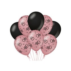 Paperdreams Decoration balloons roze/zwart - 40 Verpakking a 8 stuks