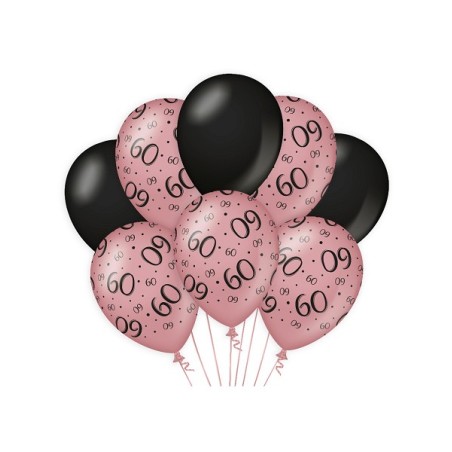 Paperdreams Decoration balloons roze/zwart - 60 Verpakking a 8 stuks