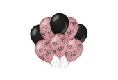 Paperdreams Decoration balloons roze/zwart - 60 Verpakking a 8 stuks