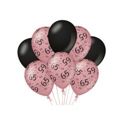 Paperdreams Decoration balloons roze/zwart - 65 Verpakking a 8 stuks