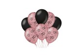 Paperdreams Decoration balloons roze/zwart - 70 Verpakking a 8 stuks