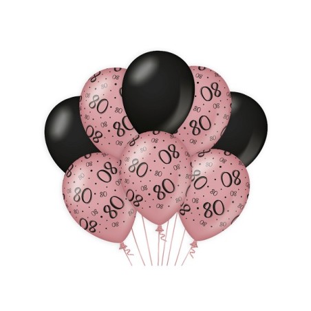 Paperdreams Decoration balloons roze/zwart - 80 Verpakking a 8 stuks