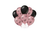Paperdreams Decoration balloons roze/zwart - 80 Verpakking a 8 stuks