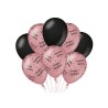 Paperdreams Decoration balloons roze/zwart - Happy birthday Verpakking a 8 stuks