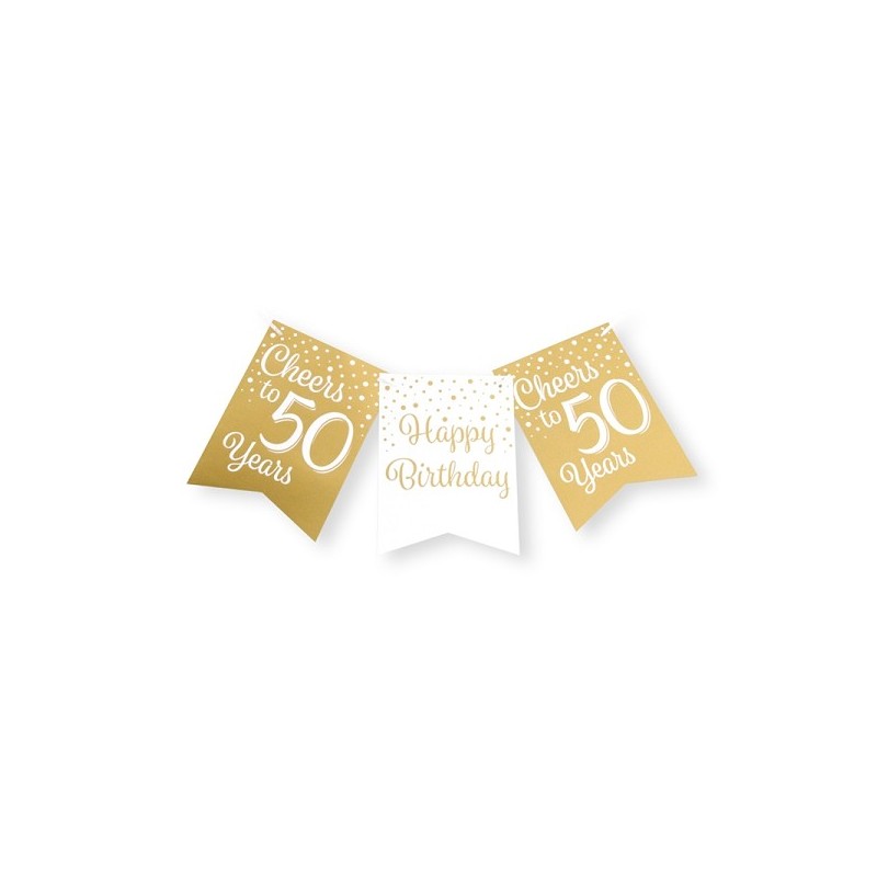 Paperdreams Party flag banner goud/wit - 50