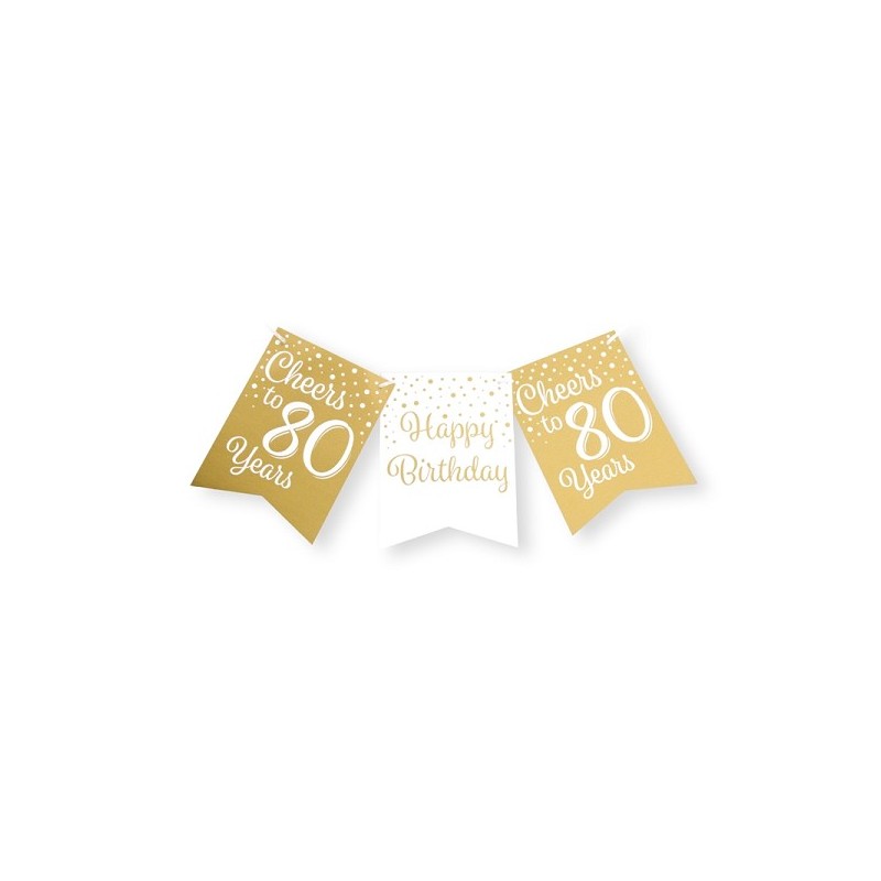 Paperdreams Party flag banner goud/wit - 80