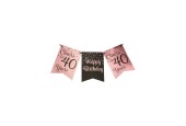 Paperdreams Party flag banner roze/zwart - 40