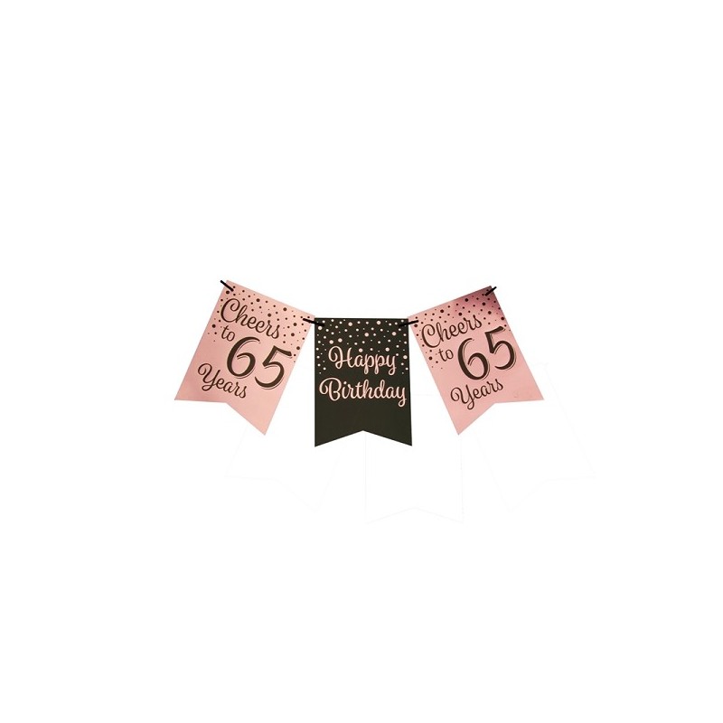 Paperdreams Party flag banner roze/zwart - 65