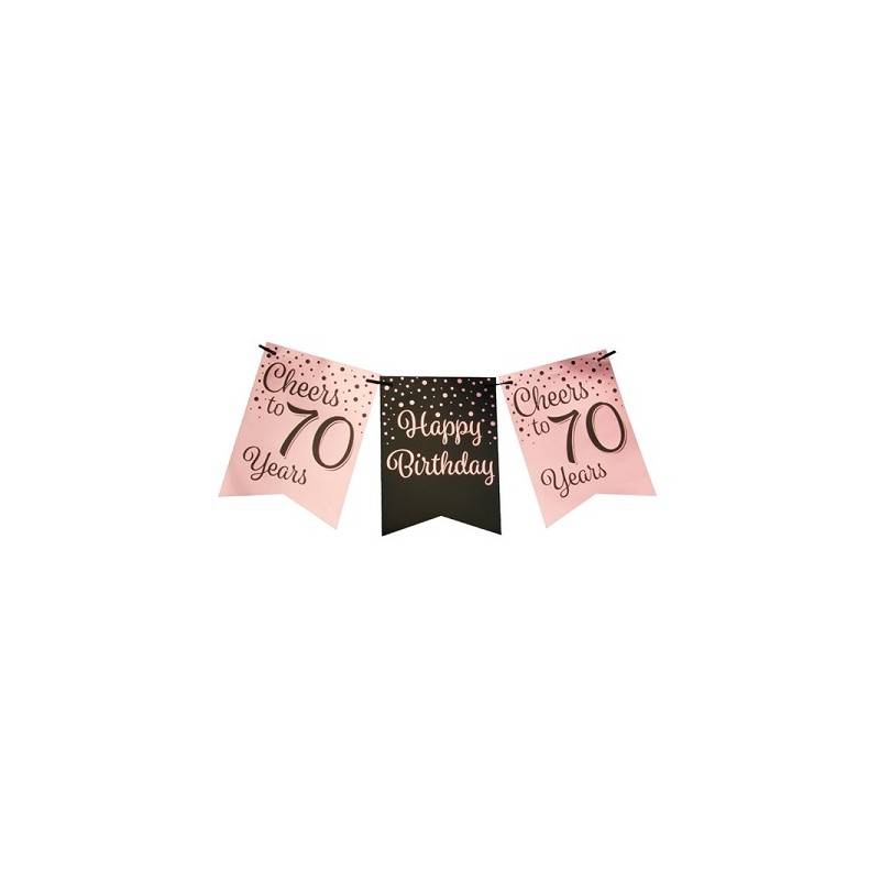 Paperdreams Party flag banner roze/zwart - 70