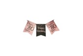 Paperdreams Party flag banner roze/zwart - 80