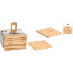 Excellent Houseware Onderzetters Bamboe Set Van 6 Stuks 9x9cm