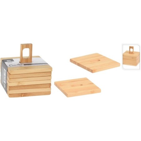 Excellent Houseware Onderzetters bamboe set van 6 stuks 9x9cm