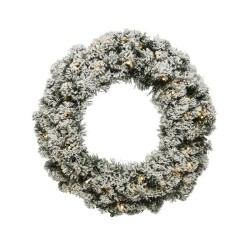 Everlands Imperial pine Krans diameter 50cm met 40 lamps warm wit LED verlichting en snowy finish