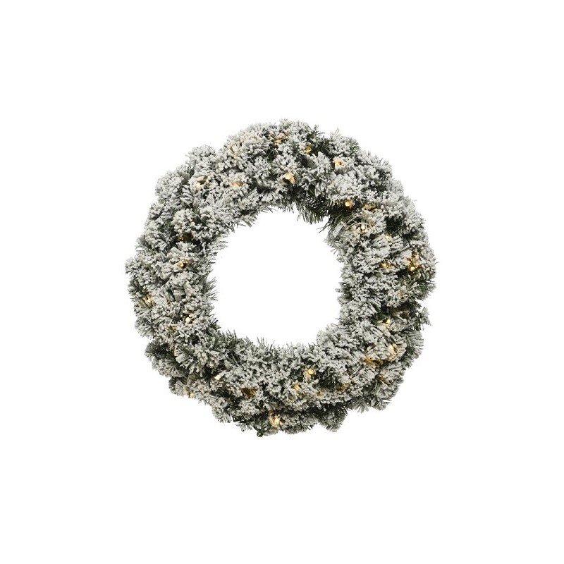 Everlands Imperial pine Krans diameter 50cm met 40 lamps warm wit LED verlichting en snowy finish