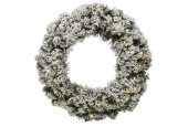 Couronne de pin Everlands Imperial diamètre 50cm avec 40 lampes éclairage LED blanc chaud et finition neige