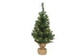 Everlands Imperial pine mini kunstkerstboom 60cm met 20 lampen warm wit LED verlichting in jute zak. Werkt op 3 x AA batterijen