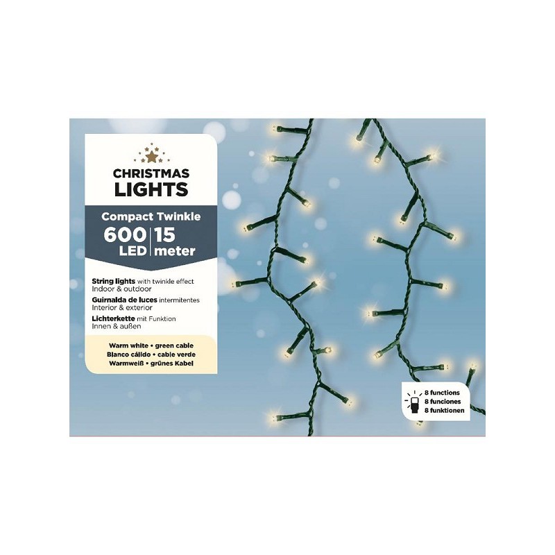 Lumières de Noël Lumineo compactes avec 600 lampes LED longueur 15 mètres avec fonction scintillement