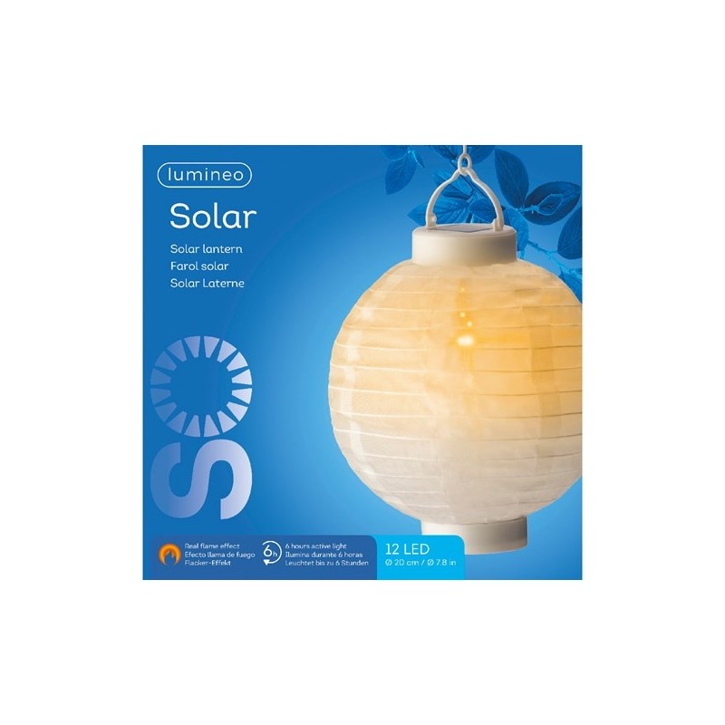 Lumineo Lanterne solaire nylon effet flamme Ø20xH23cm-12L (avec interrupteur)