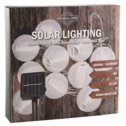 Lanterne d'éclairage solaire LED 10 lampes blanc Ø7,5cm 5m