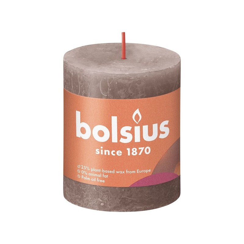 Bolsius Shine Collection Bougie bloc rustique 80/68 Taupe rustique