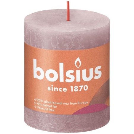 Bolsius Shine Collection Bougie bloc rustique 80/68 Ash Rose - Rose cendré