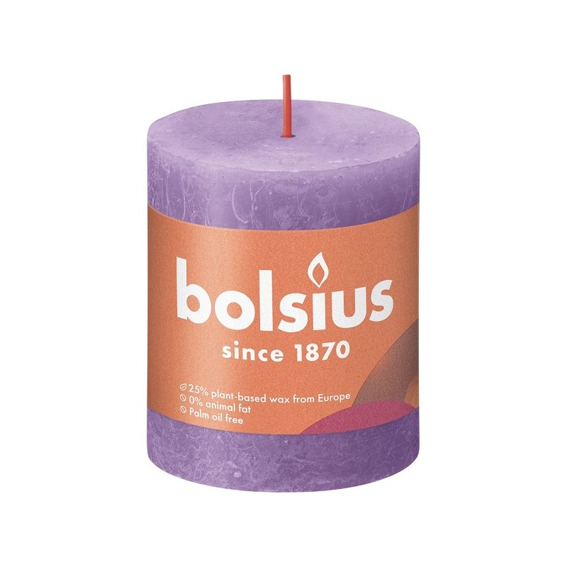 Bolsius Shine Collection Rustiek stompkaars 80/68 Vibrant violet ( Helder Violet )