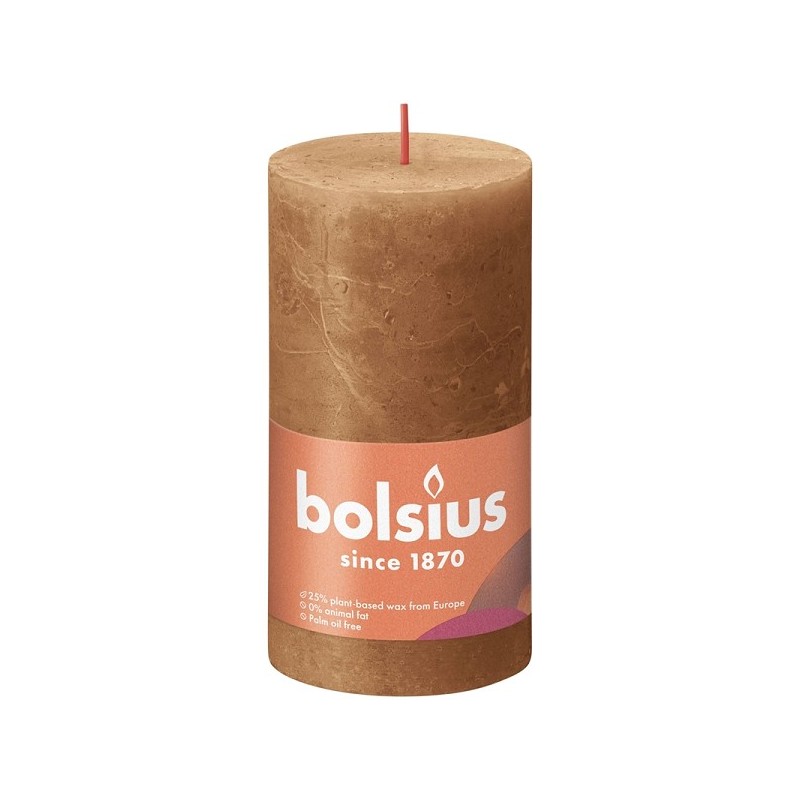 Bolsius Shine Collection Rustiek stompkaars 130/68 Spice Brown- Kruidig Bruin