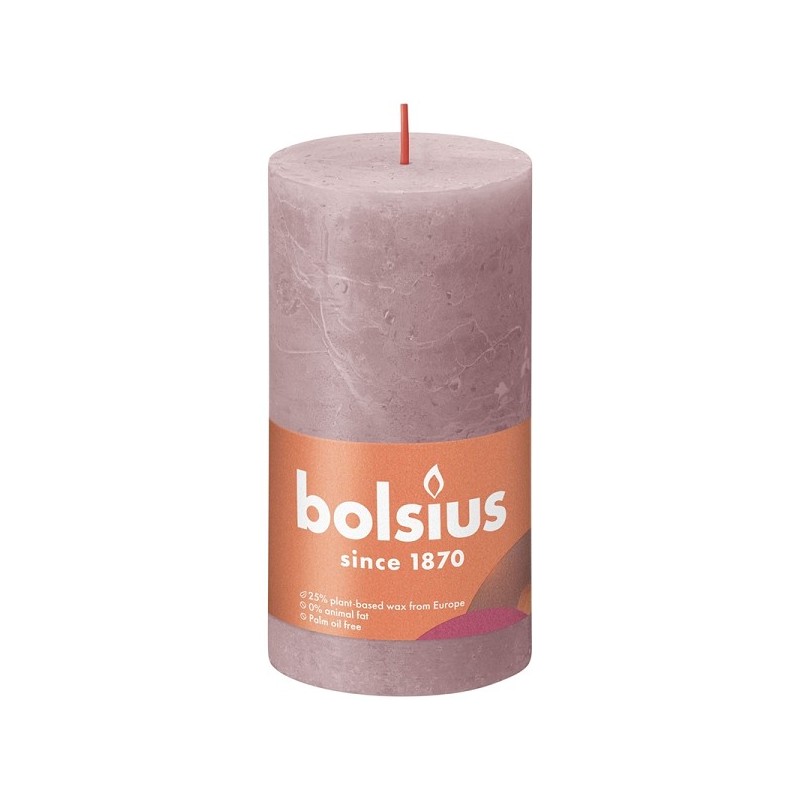 Bolsius Shine Collection Rustiek stompkaars 130/68 Ash Rose- Asroze