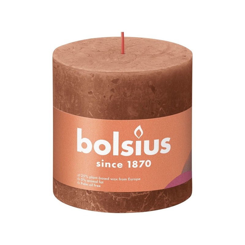 Bougie bloc rustique Bolsius 100/100 rose rouille