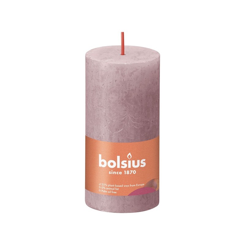Bolsius Shine Collection Bougie bloc rustique Shine 100/50 Ash Rose- Rose cendré