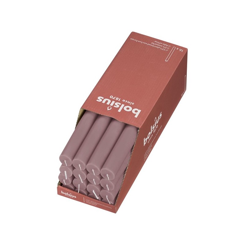 Bolsius Shine Collection Bougie de dîner rustique 270/23 boîte de 16 pièces Rose cendré - Rose cendré