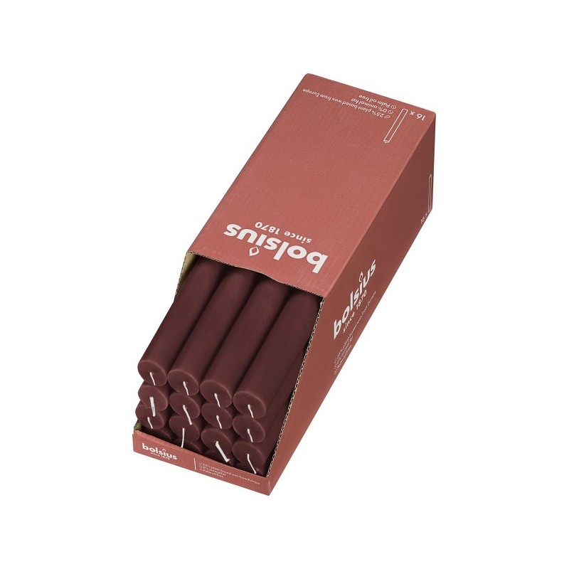 Bolsius Rustiek Dinerkaars Shine collection 270/23 doos a 16st Velvet red  ( Fluweel Rood )