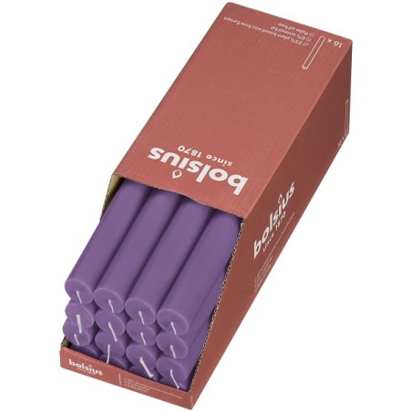 Bolsius Shine Collection Bougie de dîner rustique 270/23 boîte de 16 pièces Violet vif (Violet clair)