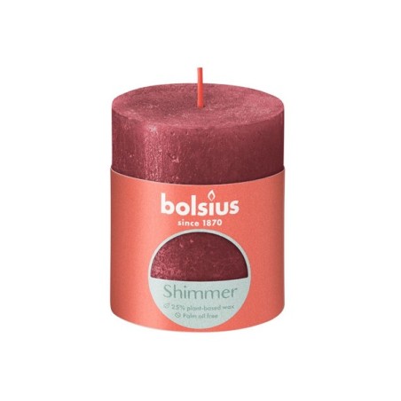 Bolsius  Rustiek stompkaars 80/68 Shimmer Delicate Red-Delicaat Rood