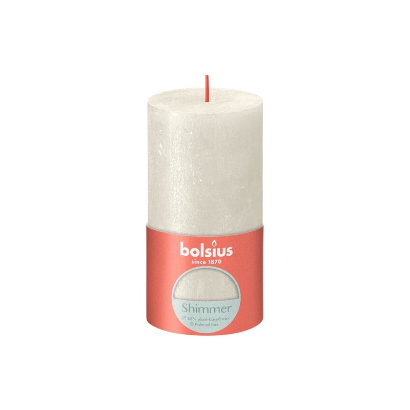 Bolsius Rustiek stompkaars 130/68 Shimmer Ivory