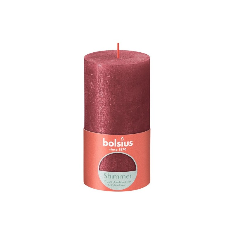 Bolsius Bougie bloc rustique 130/68 Rouge chatoyant