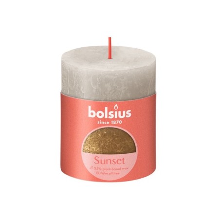Bolsius Bougie bloc rustique 80/68 Sunset Gris sable et Or