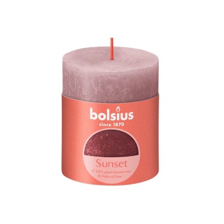 Bolsius Sunset Collection Bougie bloc rustique 80/68 Frêne Rose et Rouge