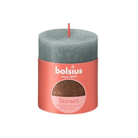 Bolsius Bougie bloc rustique 80/68 Sunset Eucalyptus Vert+ cuivre
