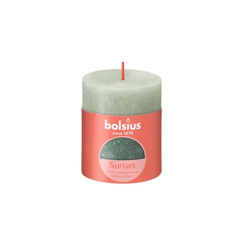 Bolsius Bougie bloc rustique 80/68 Sunset Foggy vert et Oxid bleu