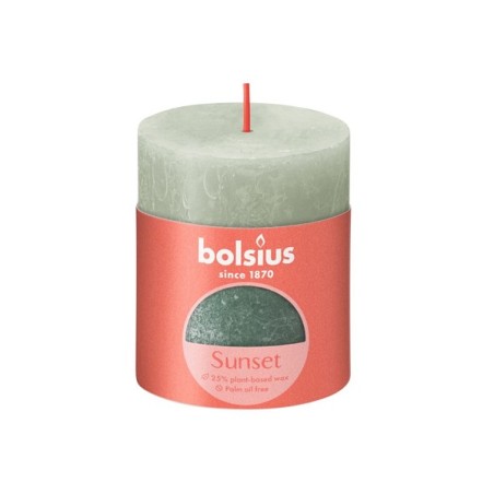 Bolsius Bougie bloc rustique 80/68 Sunset Foggy vert et Oxid bleu